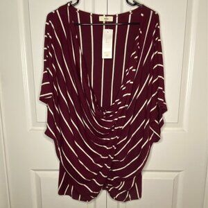 *NEW* Entro Brand Burgundy and White Striped Tunic--Size Large